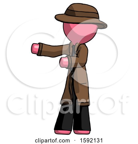 Pink Detective Man Presenting Something to His Right by Leo Blanchette