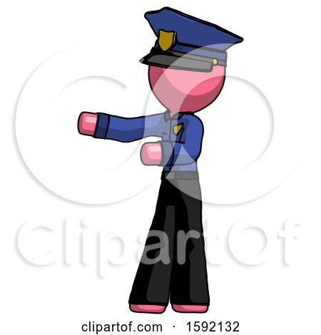 Pink Police Man Presenting Something to His Right by Leo Blanchette