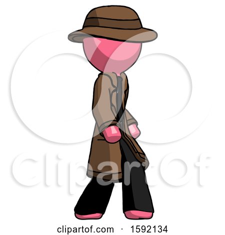 Pink Detective Man Walking Turned Right Front View by Leo Blanchette