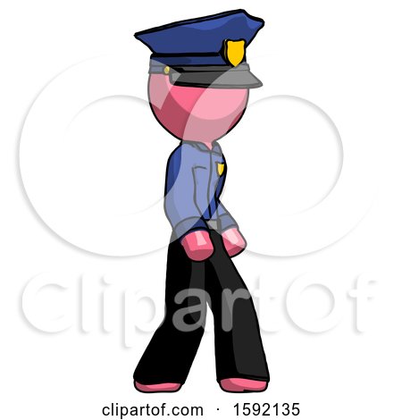 Pink Police Man Walking Turned Right Front View by Leo Blanchette
