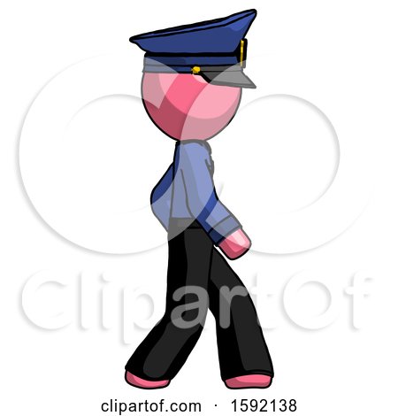 Pink Police Man Walking Right Side View by Leo Blanchette
