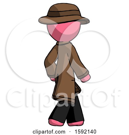 Pink Detective Man Walking Away Direction Right View by Leo Blanchette