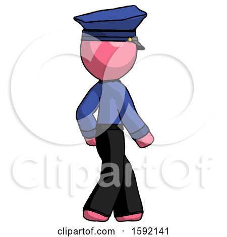 Pink Police Man Walking Away Direction Right View by Leo Blanchette