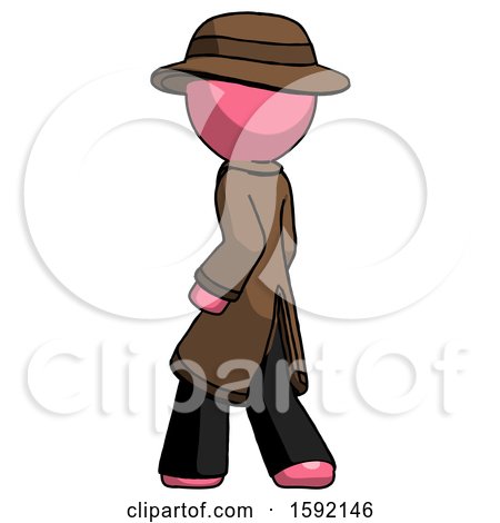 Pink Detective Man Walking Away Direction Left View by Leo Blanchette