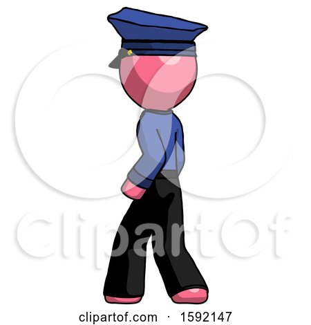 Pink Police Man Walking Away Direction Left View by Leo Blanchette