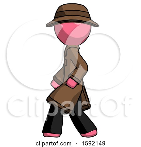 Pink Detective Man Walking Left Side View by Leo Blanchette