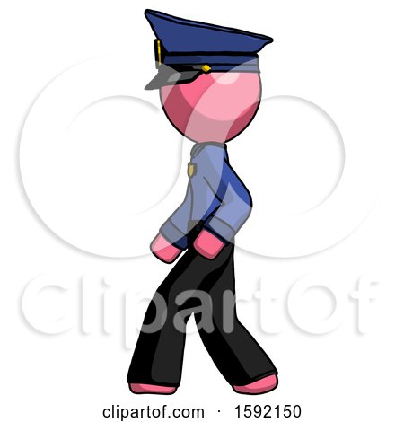 Pink Police Man Walking Left Side View by Leo Blanchette