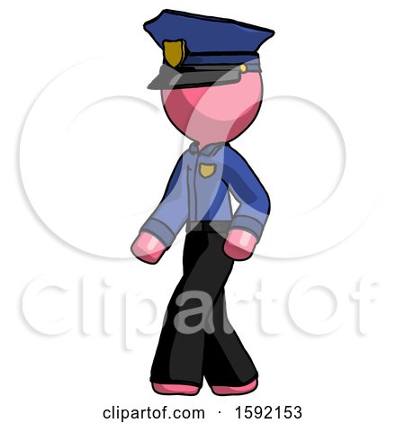 Pink Police Man Man Walking Turned Left Front View by Leo Blanchette
