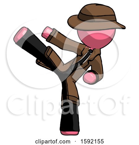 Pink Detective Man Ninja Kick Left by Leo Blanchette