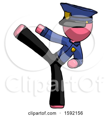Pink Police Man Ninja Kick Left by Leo Blanchette