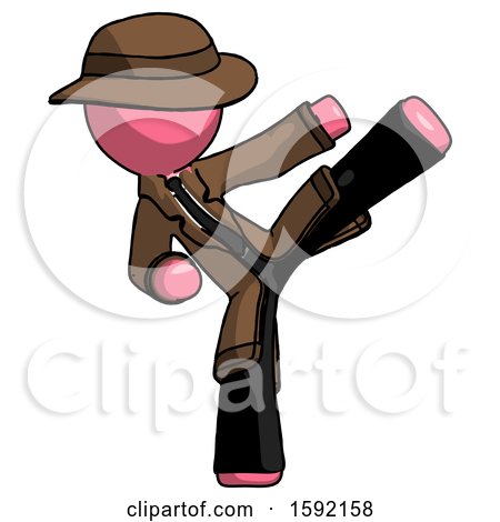 Pink Detective Man Ninja Kick Right by Leo Blanchette