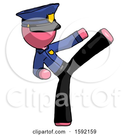Pink Police Man Ninja Kick Right by Leo Blanchette