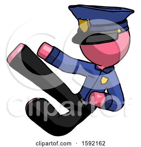 Pink Police Man Flying Ninja Kick Left by Leo Blanchette