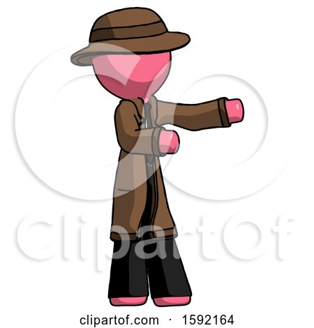 Pink Detective Man Presenting Something to His Left by Leo Blanchette