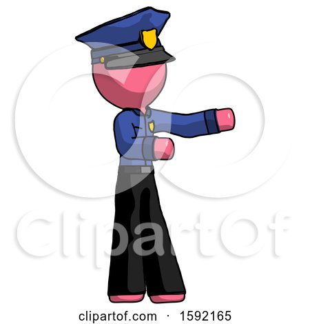Pink Police Man Presenting Something to His Left by Leo Blanchette