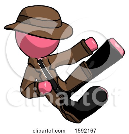 Pink Detective Man Flying Ninja Kick Right by Leo Blanchette