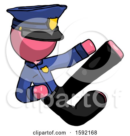 Pink Police Man Flying Ninja Kick Right by Leo Blanchette