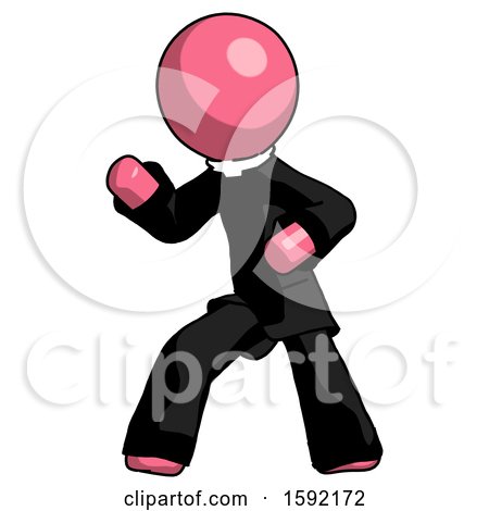 Pink Clergy Man Martial Arts Defense Pose Left by Leo Blanchette