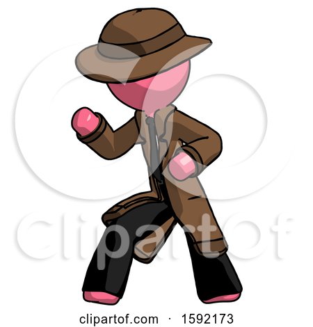 Pink Detective Man Martial Arts Defense Pose Left by Leo Blanchette