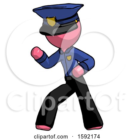 Pink Police Man Martial Arts Defense Pose Left by Leo Blanchette