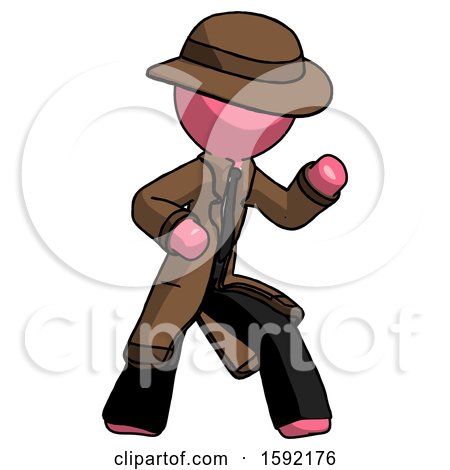 Pink Detective Man Martial Arts Defense Pose Right by Leo Blanchette