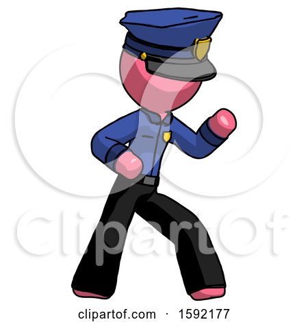 Pink Police Man Martial Arts Defense Pose Right by Leo Blanchette