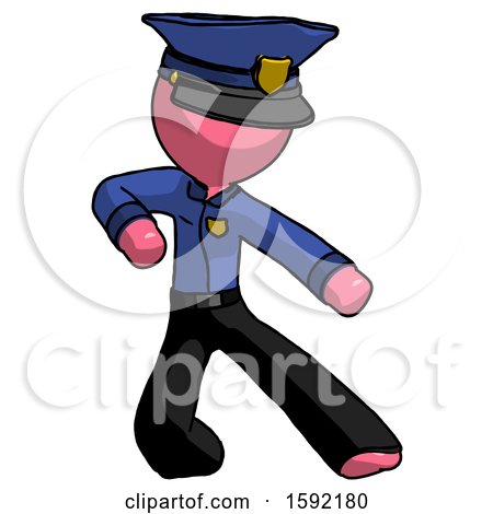 Pink Police Man Karate Defense Pose Right by Leo Blanchette