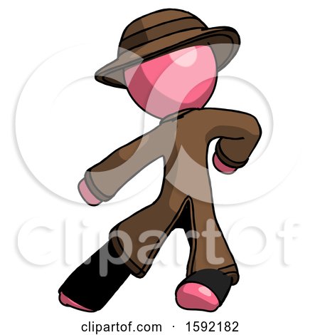 Pink Detective Man Karate Defense Pose Left by Leo Blanchette