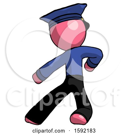 Pink Police Man Karate Defense Pose Left by Leo Blanchette