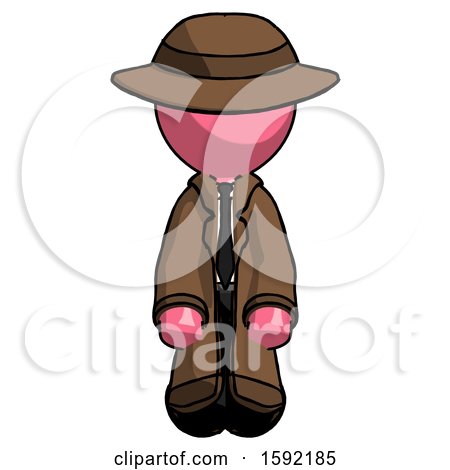 Pink Detective Man Kneeling Front Pose by Leo Blanchette