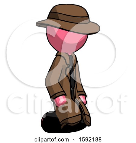 Pink Detective Man Kneeling Angle View Right by Leo Blanchette