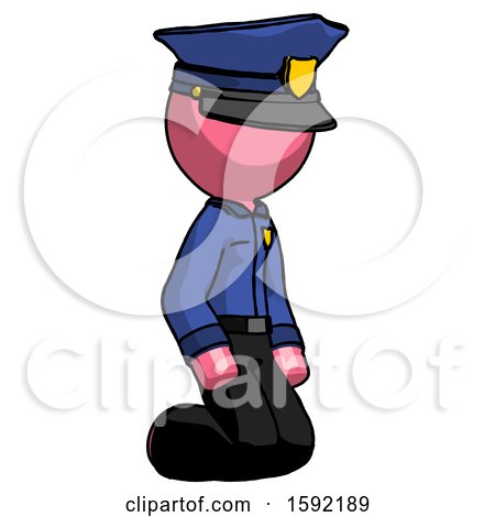 Pink Police Man Kneeling Angle View Right by Leo Blanchette