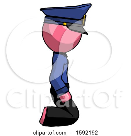 Pink Police Man Kneeling Right by Leo Blanchette