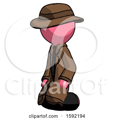 Pink Detective Man Kneeling Angle View Left by Leo Blanchette