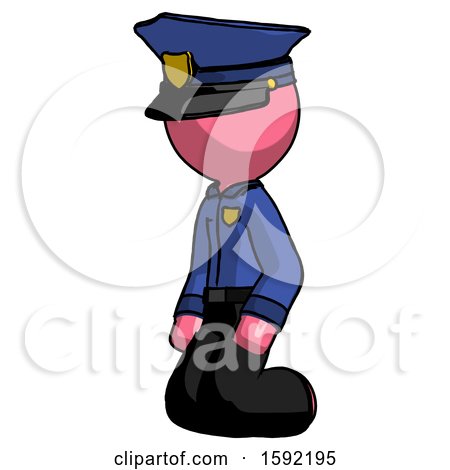 Pink Police Man Kneeling Angle View Left by Leo Blanchette