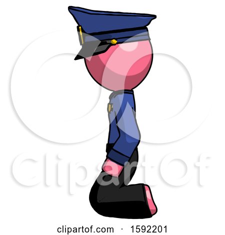 Pink Police Man Kneeling Left by Leo Blanchette