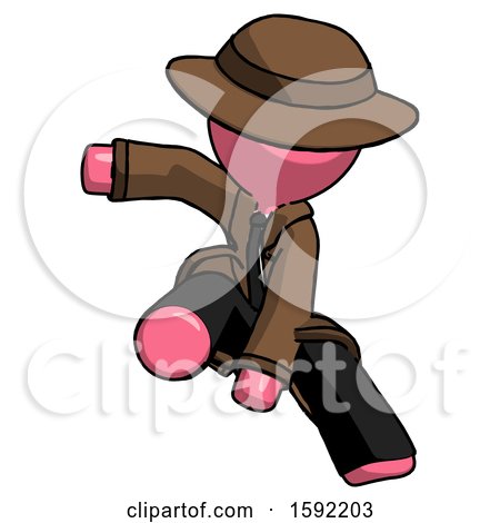 Pink Detective Man Action Hero Jump Pose by Leo Blanchette