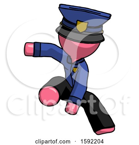 Pink Police Man Action Hero Jump Pose by Leo Blanchette