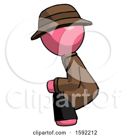 Pink Detective Man Squatting Facing Left by Leo Blanchette