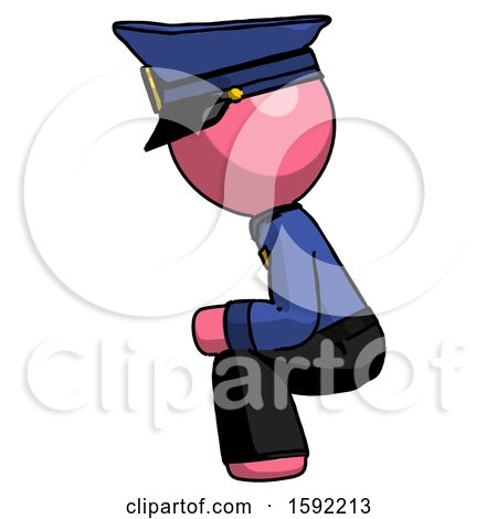 Pink Police Man Squatting Facing Left by Leo Blanchette