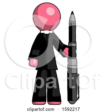 Pink Clergy Man Holding Large Pen by Leo Blanchette
