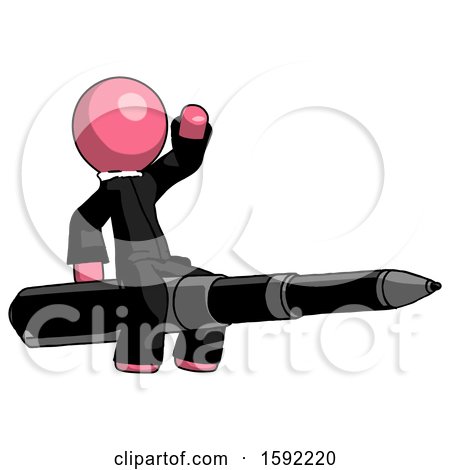 Pink Clergy Man Riding a Pen like a Giant Rocket by Leo Blanchette