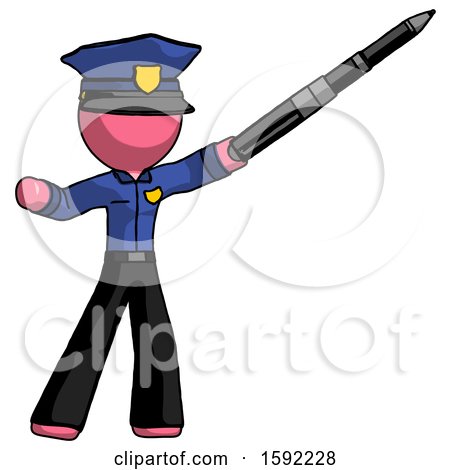 Pink Police Man Demonstrating That Indeed the Pen Is Mightier by Leo Blanchette