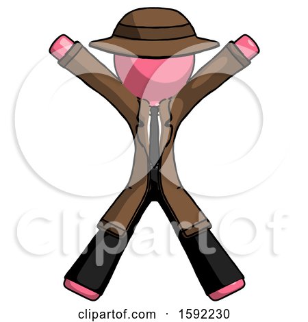 Pink Detective Man Jumping or Flailing by Leo Blanchette