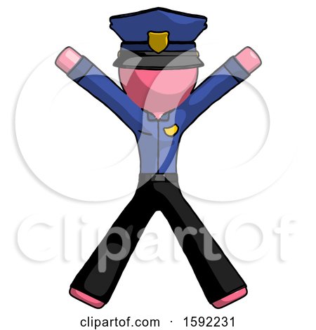 Pink Police Man Jumping or Flailing by Leo Blanchette