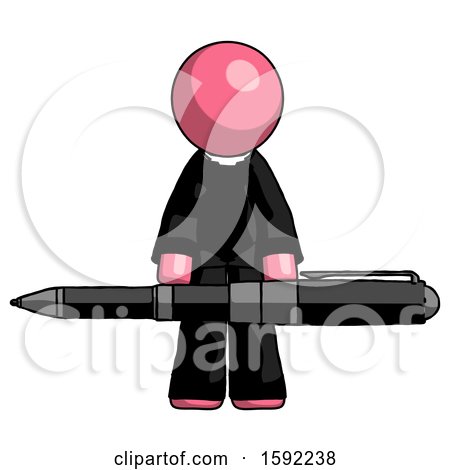 Pink Clergy Man Weightlifting a Giant Pen by Leo Blanchette