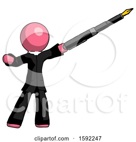 Pink Clergy Man Pen Is Mightier Than the Sword Calligraphy Pose by Leo Blanchette