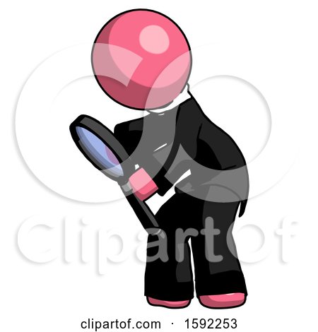 Pink Clergy Man Inspecting with Large Magnifying Glass Left by Leo Blanchette