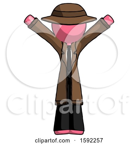 Pink Detective Man with Arms out Joyfully by Leo Blanchette