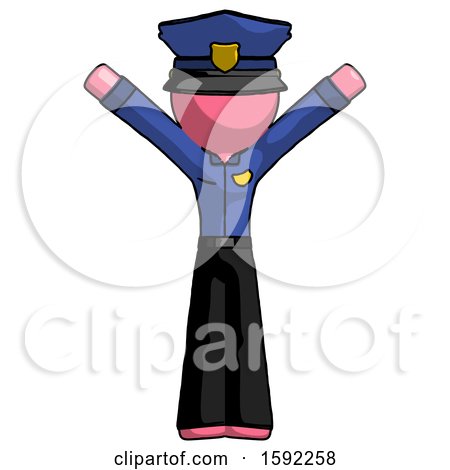 Pink Police Man with Arms out Joyfully by Leo Blanchette
